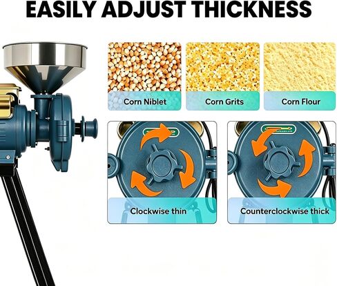 Commercial Grain Mill Grinder, 3000W 110V Electric Dry & Wet Grinder with Adjustable Thickness, Spice Grinder for Corn Rice Herb Pepper Spice Feed Grinding in Kuwait