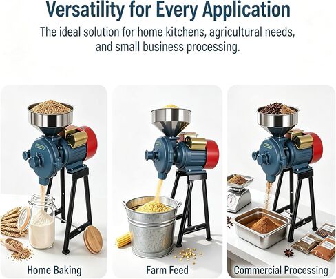Commercial Grain Mill Grinder, 3000W 110V Electric Dry & Wet Grinder with Adjustable Thickness, Spice Grinder for Corn Rice Herb Pepper Spice Feed Grinding in Kuwait