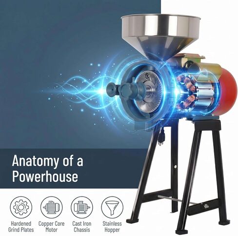 Commercial Grain Mill Grinder, 3000W 110V Electric Dry & Wet Grinder with Adjustable Thickness, Spice Grinder for Corn Rice Herb Pepper Spice Feed Grinding in Kuwait