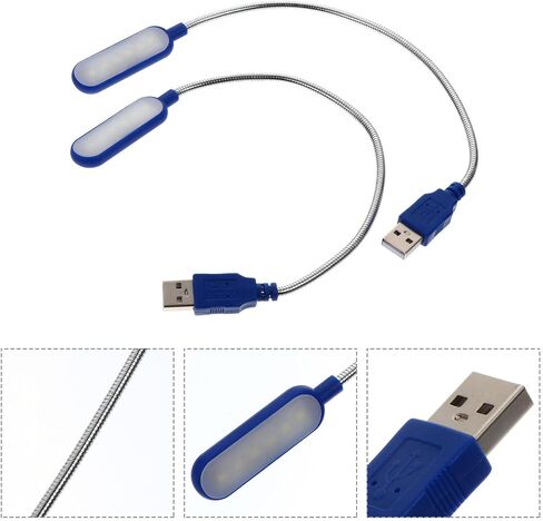 2pcs Portable Laptop Lamp USB Reading Light with 6 LED Beads, Flexible Metal Tubing, Direct Light Positioning for Study and Remote Travel in Kuwait