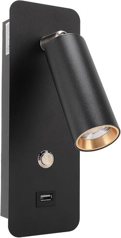 Zopsc LED Wall Lamp with USB Port for Bedside, Wall Mounted Reading Light 4000K Dimmable Swivel Hardwired for Bedroom Living Room in Kuwait