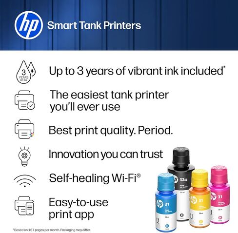 HP Smart Tank 5003 Wireless All-in-One Ink Tank Printer, Scanner, Copier with up to 3 Years of Ink Included, Best-for-Home, Cartridge-Free Refillable, AI-Capable (9B2D3A) in Kuwait
