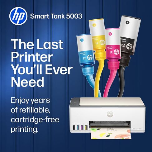 HP Smart Tank 5003 Wireless All-in-One Ink Tank Printer, Scanner, Copier with up to 3 Years of Ink Included, Best-for-Home, Cartridge-Free Refillable, AI-Capable (9B2D3A) in Kuwait