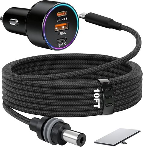 Starlink Mini Car Adapter, 3-in-1 DC Power Cable with 12V to 24V Cigarette Lighter Adapter, 100W Car Power Supply + PD 30W + USB-A 22.5W for Trucks, RVs, Boats - 10FT in Kuwait