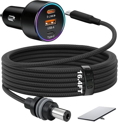 Starlink Mini Car Adapter, 3-in-1 DC Power Cable with 12V to 24V Cigarette Lighter Adapter, 100W Car Power Supply + PD 30W + USB-A 22.5W for Trucks, RVs, Boats - 16.4FT in Saudi Arabia
