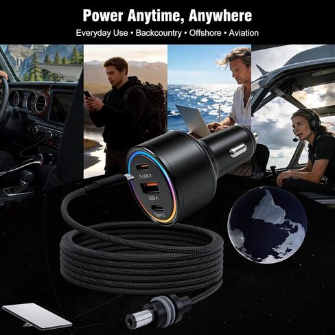 Starlink Mini Car Adapter, 3-in-1 DC Power Cable with 12V to 24V Cigarette Lighter Adapter, 100W Car Power Supply + PD 30W + USB-A 22.5W for Trucks, RVs, Boats - 16.4FT in Saudi Arabia