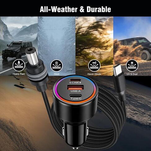 Starlink Mini Car Adapter, 3-in-1 DC Power Cable with 12V to 24V Cigarette Lighter Adapter, 100W Car Power Supply + PD 30W + USB-A 22.5W for Trucks, RVs, Boats - 16.4FT in Saudi Arabia