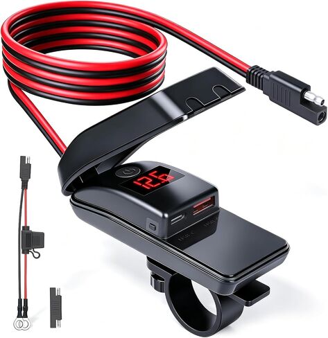 EXTRACTME IPX5 Water‑Resistant Motorcycle Phone Charger with USB A & C Port in Kuwait