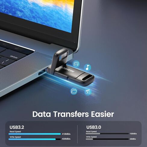 1TB Flash Drive, Dual USB 3.2 Gen 1 USB-A & USB-C, 400MB/s Solid State Thumb Drive, Memory Stick for iPhone 15/16/17, Android, Tablet, Laptop, Mac,Smart TV (1-Pack) in Kuwait
