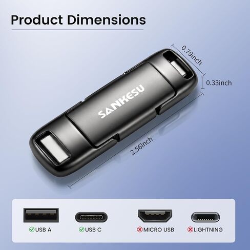 1TB Flash Drive, Dual USB 3.2 Gen 1 USB-A & USB-C, 400MB/s Solid State Thumb Drive, Memory Stick for iPhone 15/16/17, Android, Tablet, Laptop, Mac,Smart TV (1-Pack) in Kuwait