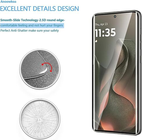 Anoowkoa 3 Pack Designed for Motorola Moto Edge 2025 3D screen protector Tempered Glass Flim.9H Hardness.Super Abrasion Resistance,Anti-Fingerprint.Anti-Scratch,Bubble-free,Easy Installation in Kuwait