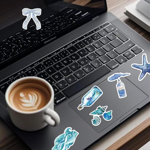 50 Pcs Beach Coastal Summer Stickers,Beachy Aesthetic Water Bottle Stickers,Blue Waterproof Scrapbook Sticker, Vinyl Decals for Luggage Laptop Journal in Kuwait