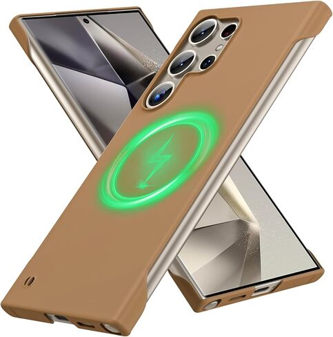 GRECAZO Magnetic Slim Case Fit for Samsung Galaxy S25 Ultra Case 6.9" Ultra-Thin Lightweight Durable Frameless Matte Hard for MagSafe Cover Case with Pull Ring Shockproof Non Slip Rope-Black in Kuwait