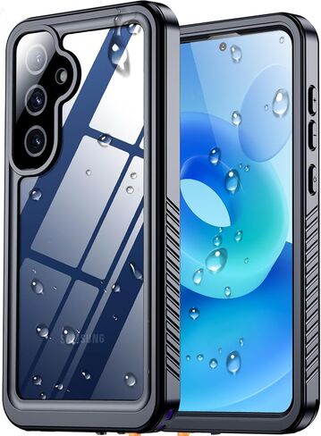 Justcool for Samsung Galaxy S25 Plus Case Waterproof,Built-in Screen & Camera Lens Protector[IP68 Underwater] [Military Grade Shockproof] Full Body Protection Phone Case,Black/Clear in Kuwait