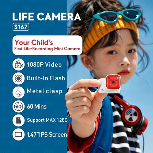 S167 Mini Keychain Camera 1080P HD, 1.47" IPS Screen (Light‑Green) in Kuwait