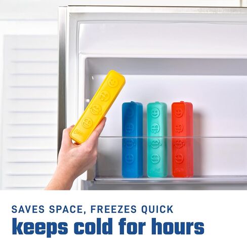 Cool Coolers by Fit & Fresh Kids Icicle Lunch Box Ice Pack Sticks, Icicle Ice Sticks for Lunch Bags and Coolers, Lunch Ice Pack Sticks, Reusable, Multicolored, Smile Icicles, 8PK in Kuwait