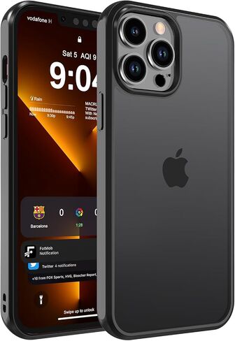 DEERLAMN for iPhone 13 Case with Screen Protector, [Compatible with MagSafe] Shockproof Protection Magnetic Translucent Matte Slim Phone Cover for Women Men-Black in Kuwait
