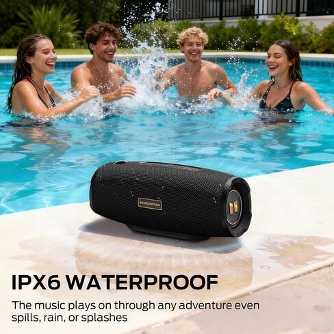 Monster S380 Bluetooth Speaker, Portable Speaker with 40W Stereo Sound, Bluetooth 6.0, IPX6 Waterproof, 20H Playtime, Support AUX/TF Card, TWS Pairing Wireless Speaker for Travel Party Outdoor in Kuwait