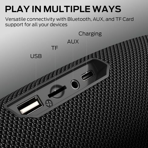 Monster S380 Bluetooth Speaker, Portable Speaker with 40W Stereo Sound, Bluetooth 6.0, IPX6 Waterproof, 20H Playtime, Support AUX/TF Card, TWS Pairing Wireless Speaker for Travel Party Outdoor in Kuwait