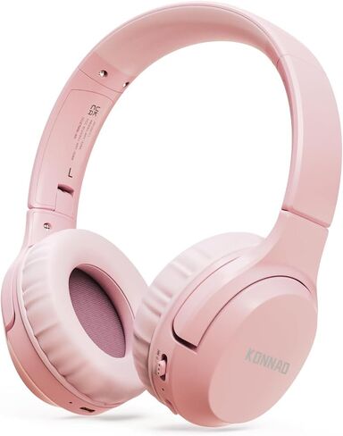 Kids Headphones Bluetooth 60H, Foldable On Ear Headphone with MIC, Volume Limiter 85dB/94dB Wireless & Wired Headphones, Over-Ear Headphone for Kid Adult School Online Class Travel, Pink in Kuwait