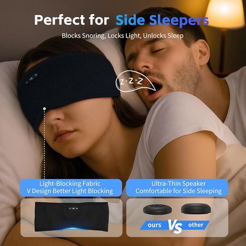 Sleep Headphones Bluetooth 6.0 Headband for Side Sleeper (Black) in Kuwait