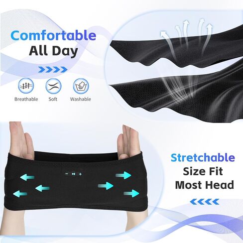 Sleep Headphones Bluetooth 6.0 Headband for Side Sleeper (Black) in Kuwait