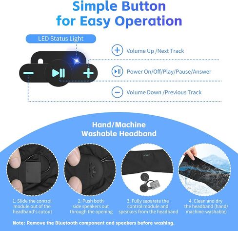 Sleep Headphones Bluetooth 6.0 Headband for Side Sleeper (Black) in Kuwait
