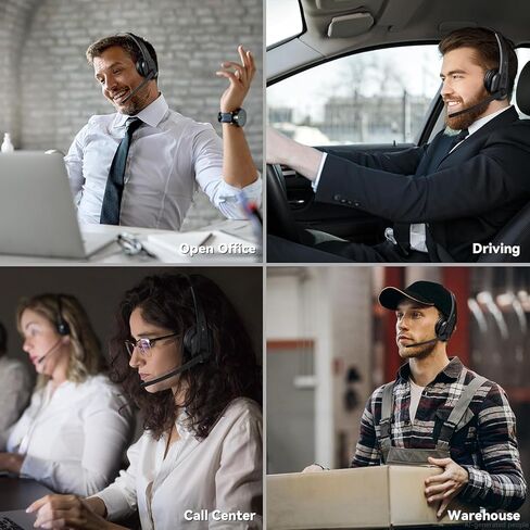 Wireless Headset with Mic for Work, Bluetooth Headset with AI Noise Cancelling Microphone, Wireless Headphones with Mic & Mute Button, USB Dongle for Work from Home/PC/Computer/Call Center/ Teams/Zoom in Kuwait