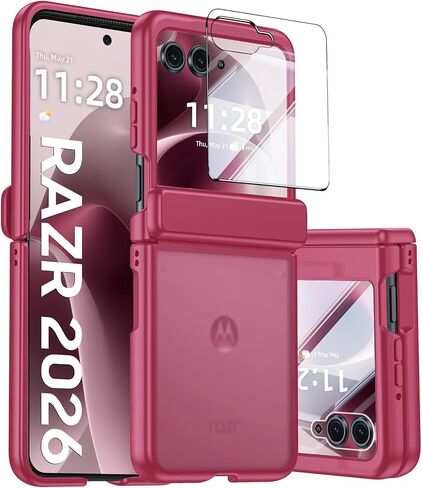 for Motorola Razr Ultra 2026 Case/Razr Ultra 2025 Case with Hinge Protection, Screen Protector, Skin Feel Translucent Frosted, Shockproof Slim Cover for Razr Ultra 2026/2025 -Purple in Kuwait