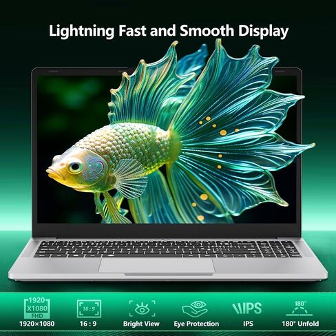 Laptop, Laptop Computer AMD Ryzen 5 5500U 6-Core, 16GB RAM 512GB SSD, 15.6 Inch Laptops with 1080P FHD, Win 11 Pro, Radeon Graphics, 180° Open, Backlit KB, USB-C PD, Gray Thin & Light PC Lap top in Kuwait