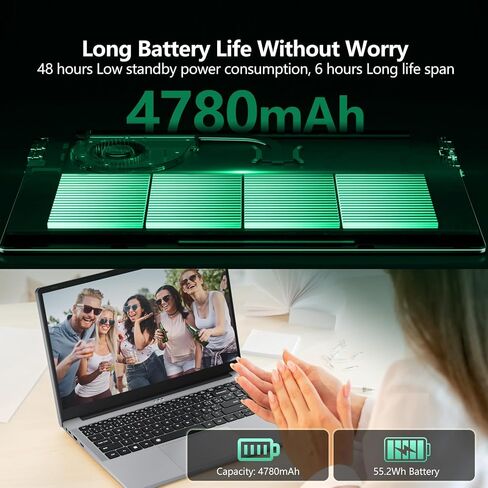 Laptop, Laptop Computer AMD Ryzen 5 5500U 6-Core, 16GB RAM 512GB SSD, 15.6 Inch Laptops with 1080P FHD, Win 11 Pro, Radeon Graphics, 180° Open, Backlit KB, USB-C PD, Gray Thin & Light PC Lap top in Kuwait