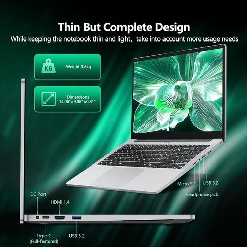 Laptop, Laptop Computer AMD Ryzen 5 5500U 6-Core, 16GB RAM 512GB SSD, 15.6 Inch Laptops with 1080P FHD, Win 11 Pro, Radeon Graphics, 180° Open, Backlit KB, USB-C PD, Gray Thin & Light PC Lap top in Kuwait