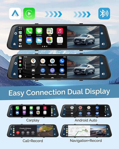 4K Rear View Mirror Camera with Carplay&Android Auto 12" Mirror Dash Cam in Saudi Arabia