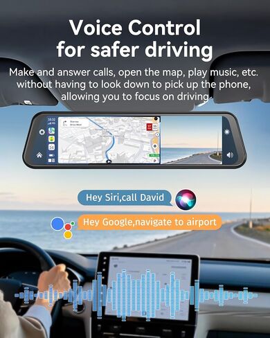 4K Rear View Mirror Camera with Carplay&Android Auto 12" Mirror Dash Cam in Saudi Arabia