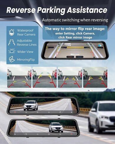 4K Rear View Mirror Camera with Carplay&Android Auto 12" Mirror Dash Cam in Saudi Arabia
