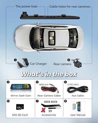 4K Rear View Mirror Camera with Carplay&Android Auto 12" Mirror Dash Cam in Saudi Arabia