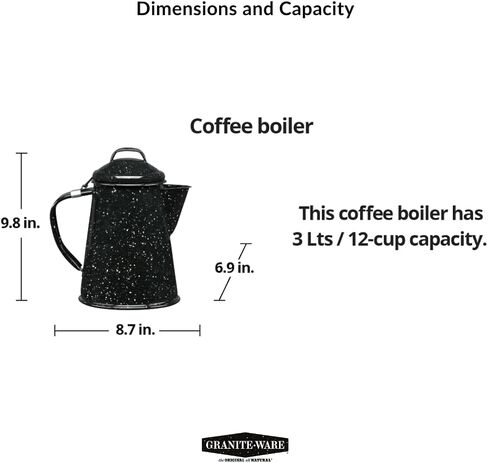 Granite Ware Coffee Boiler, 3 Qt - Speckled Black in Kuwait