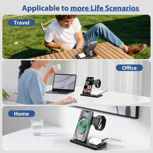 Wireless Charger Fast Charging Station 3 in 1 Charger Stand NightStand in Kuwait