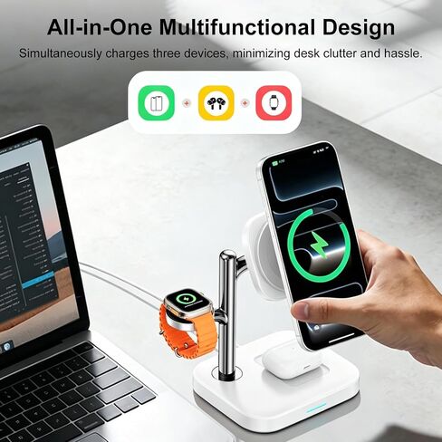 3 in 1 Wireless Charging Station for Apple, 15W Magnetic Charger Stand in Kuwait