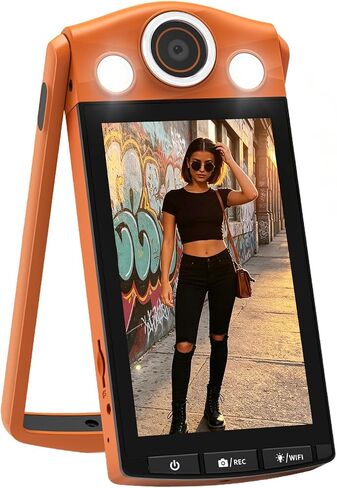 Ordro VS3 4K 64MP Video Camera, Ultra Slim Portable Digital Selfie Camera with 360° Rotatable Screen, Pocket Camcorder for Travel Vlogging Daily Selfies in Kuwait