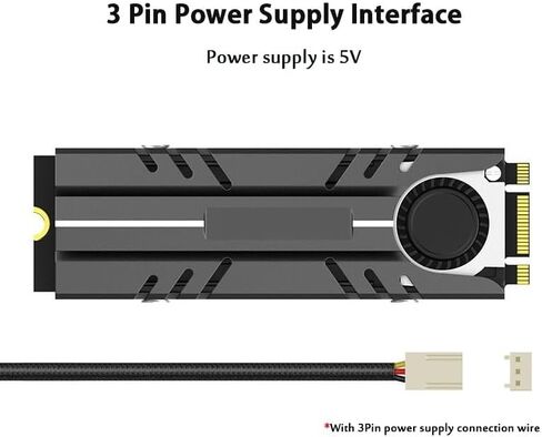 M.2 Heatsink 2280 SSD Air Circulation Cooler Pad with 10.8W/mk Thermal and Fan in Saudi Arabia