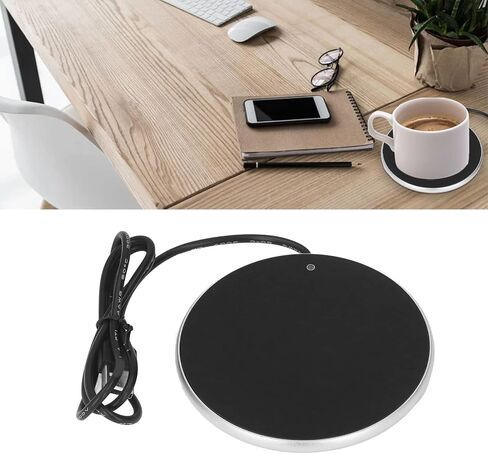 55℃ Smart Coffee Mug Warmer, USB Constant Temperature Candle Warmer for Home and Office, Aluminum Alloy, Tempered Glass (Silver) in Kuwait