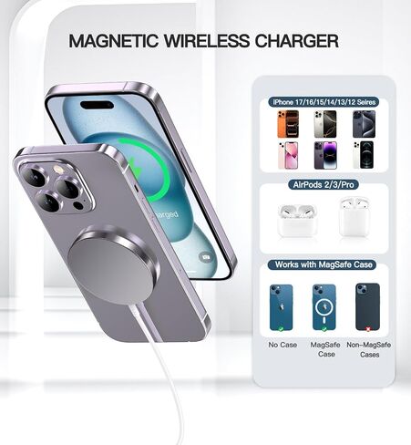 Magnetic Wireless Charger, 2-Pack 15W Fast Mag-Safe Stand for iPhone 17-12 in Kuwait