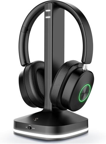 Earbay Wireless Headphones for TV, TV Headphones, Headphone for TV, No‑Delay Over‑Ear Wireless Headset for Seniors, 3 Audio Modes, with Transmitter Charging Base, Gifts for Parents/Elderly in Kuwait