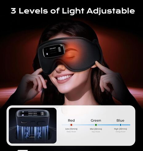 Sleep Mask with Headphones Bluetooth 5.4-3D Zero-Pressure Design AHUIARGY Adjustable Sleep Headphones 100% Light Blocking Sleep Headphones with White Noise Sounds Comfortable（Raven） in Kuwait