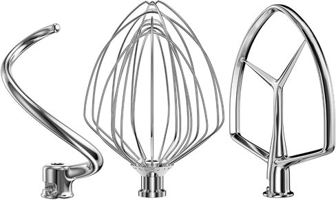 Stainless Steel Stand Mixer Attachments 3-Piece for KitchenAid 7 Qt Tilt Head Stand Mixer. Includes 20 Wire Whisk, Flat Beater, Dough Hook for KitchenAid 7 Qt Mixer Bowl in Kuwait