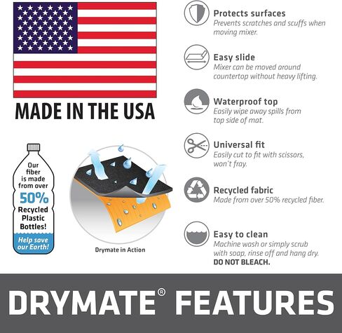 Drymate Mixer Sliding Mat For 4.5-5QT Kitchen Aid Tilt-Head Stand Mixers, Move Kitchen Mixers Easily & Prevent Countertop Scratches, Slider Friendly Material on Bottom & Grippy Top Layer (USA Made) in Kuwait