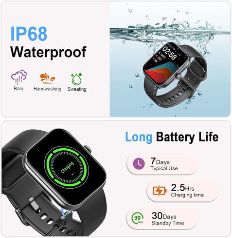 Smart Watch for Women Men, Alexa Built-in, Smartwatch for iPhone & Android Bluetooth Call, 1.91" HD Fitness Tracker with Heart Rate/SpO2/Sleep Monitor, IP68 Waterproof, Fitness Watch 100+ Sports Modes in Kuwait