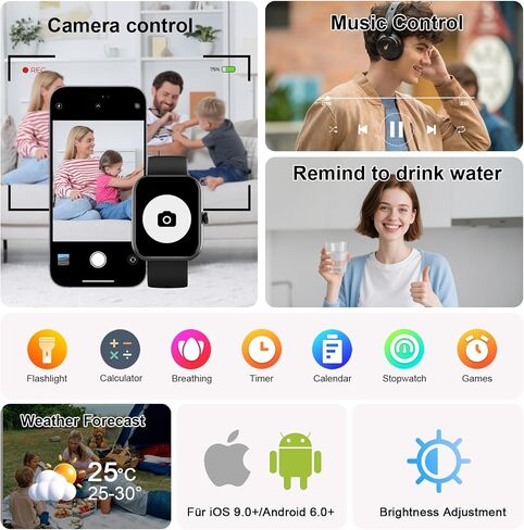 Smart Watch for Women Men, Alexa Built-in, Smartwatch for iPhone & Android Bluetooth Call, 1.91" HD Fitness Tracker with Heart Rate/SpO2/Sleep Monitor, IP68 Waterproof, Fitness Watch 100+ Sports Modes in Kuwait