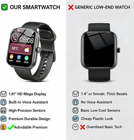 Smart Watch for Women Men, Alexa Built-in, Smartwatch for iPhone & Android Bluetooth Call, 1.91" HD Fitness Tracker with Heart Rate/SpO2/Sleep Monitor, IP68 Waterproof, Fitness Watch 100+ Sports Modes in Kuwait